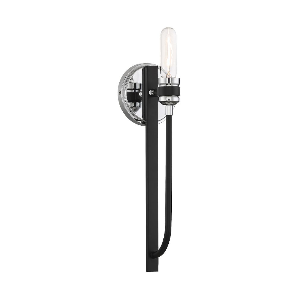 Savoy House 9-1918-1-150 Kenyon 1-Light Wall Sconce in Matte Black with Polished Chrome Accents