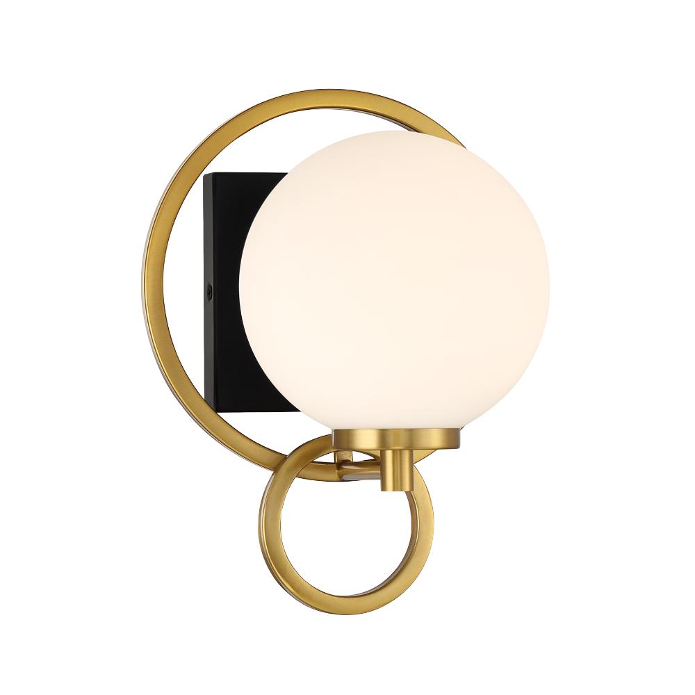 Savoy House 9-6180-1-143 Alhambra 1-Light Wall Sconce in Matte Black with Warm Brass