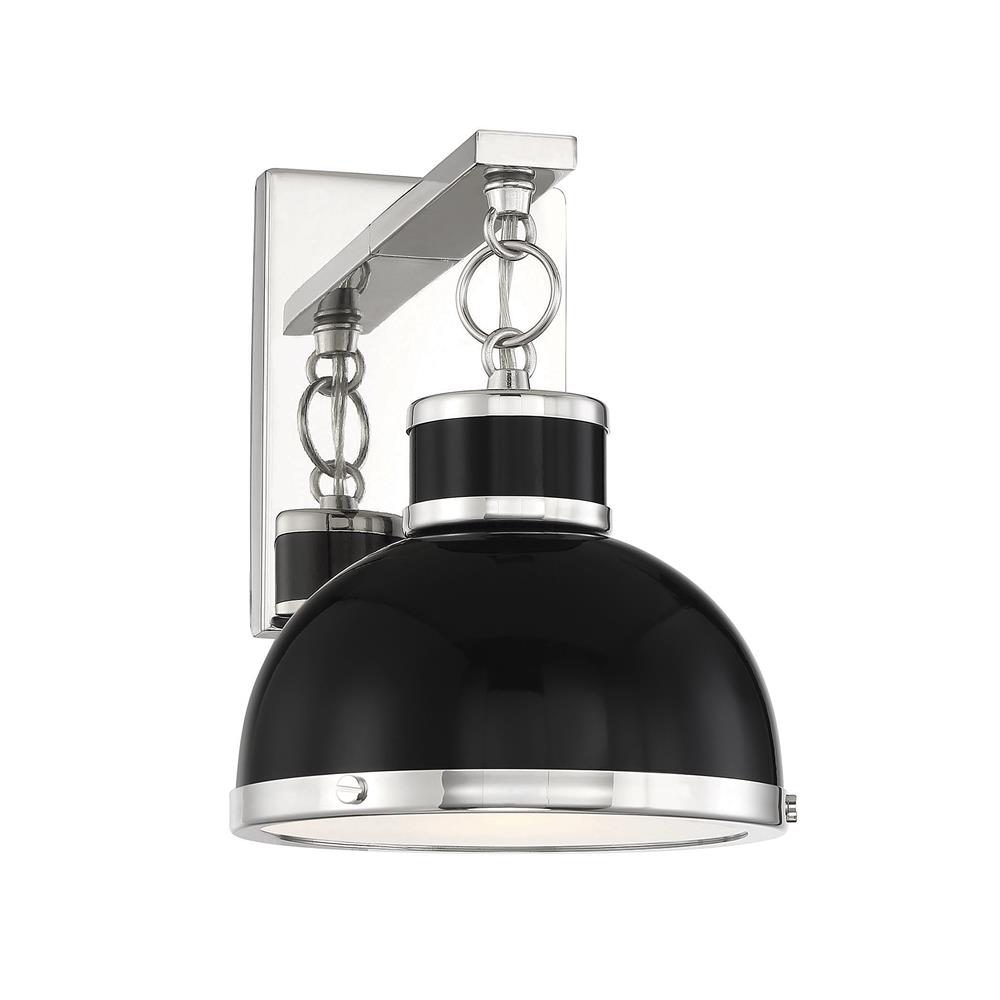 Savoy House 9-8884-1-173 Corning 1 Light Black W/ Polished Nickel Accents Sconce 