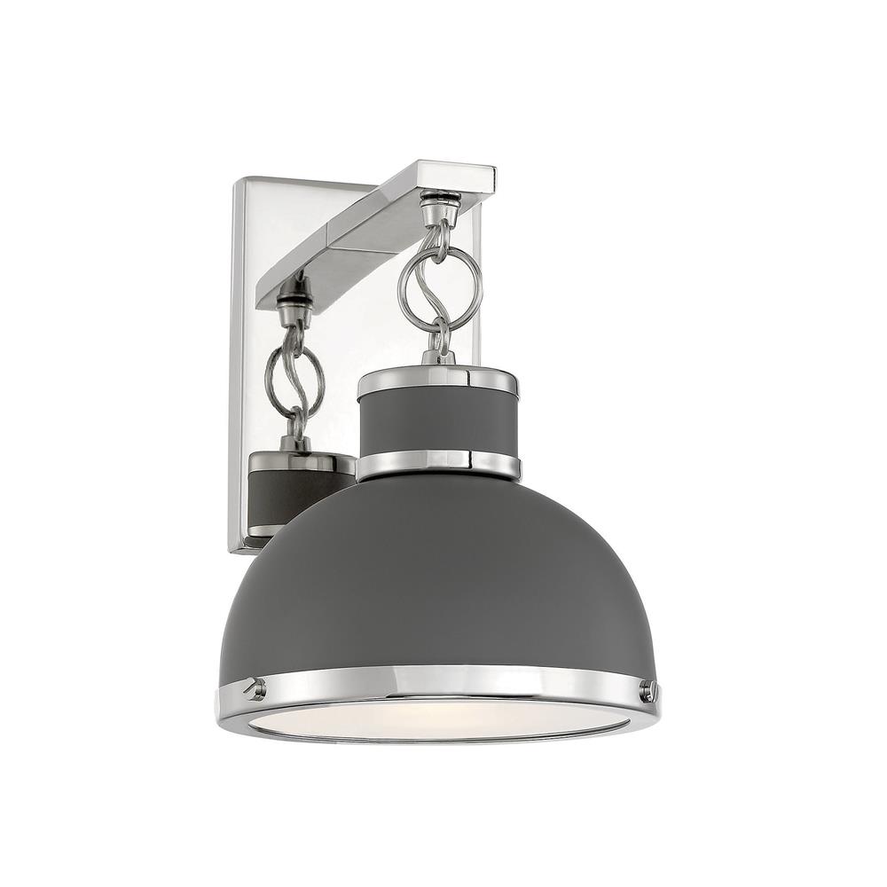 Savoy House 9-8884-1-175 Corning 1 Light  Gray W/ Polished Nickel Accents Sconce in Grays