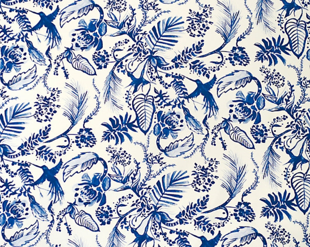 Scalamandre A9 00011928 Hummingbird Fabric in Dazzling Blue