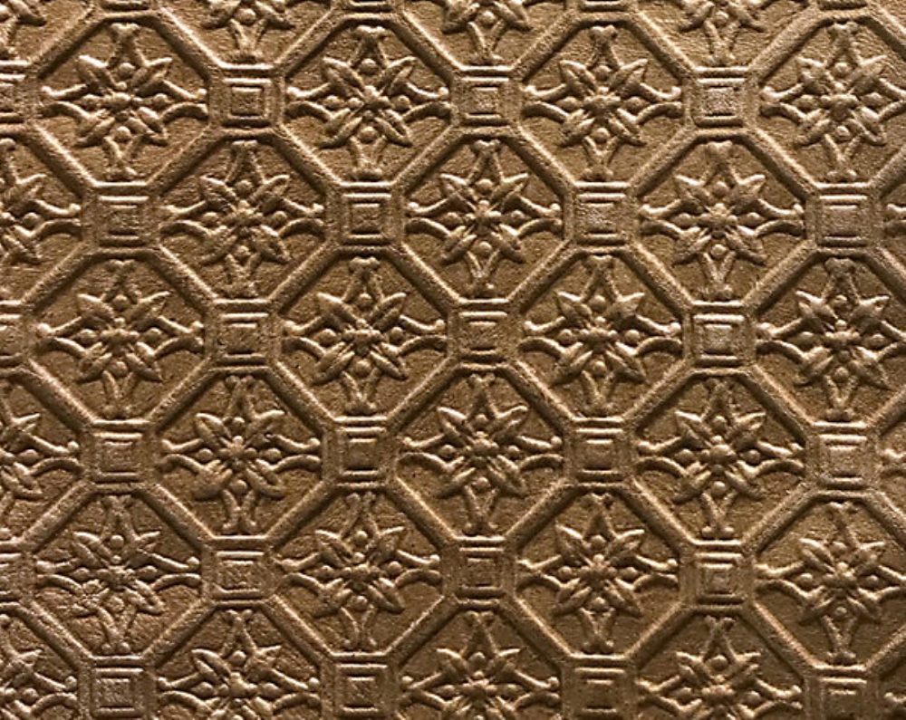 Scalamandre AQ 00010093 Cuir Etoile Fabric in Bronze