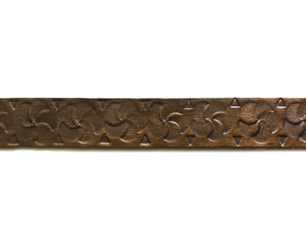 Scalamandre AQ 000102CD Cuir Scalloped Border Fabric in Bronze
