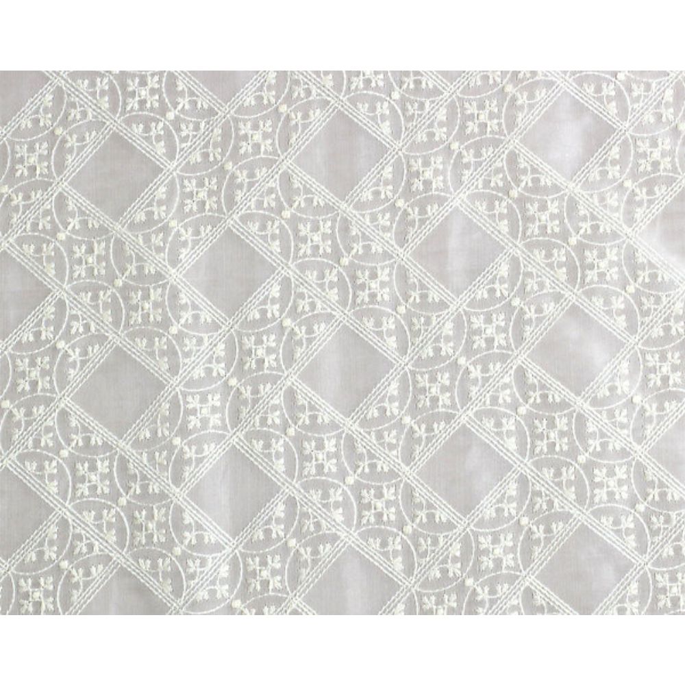 Scalamandre AU 00032580 Broderies Villers Sheer Fabric in Ivory