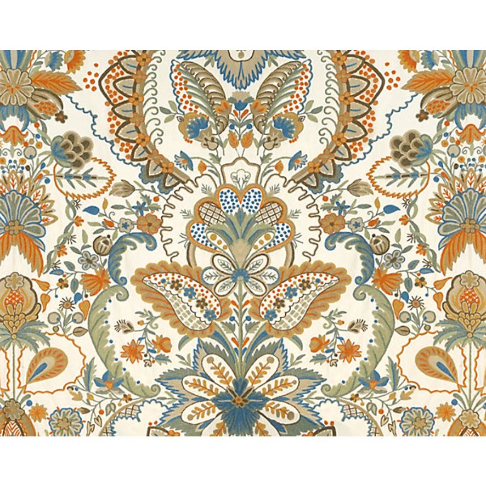 Scalamandre EG 00022390 Lalita Crewel Fabric in Antique