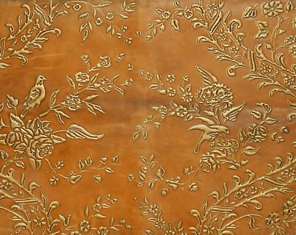 Scalamandre ER 00011502 Cuir Pagode Fabric in Natural & Gold