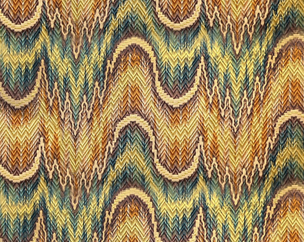 Scalamandre F1 00012639 Point De Hongrie Fabric in Brown / Green / Gold
