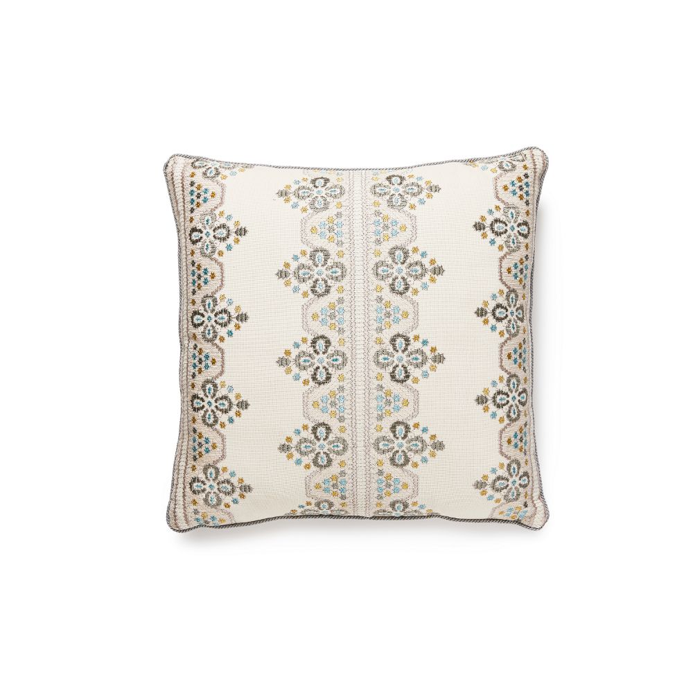 Scalamandre GW 0001IMOGEPILL Imogen Embroidery 18x18 Pillow Pillow in Earl Grey