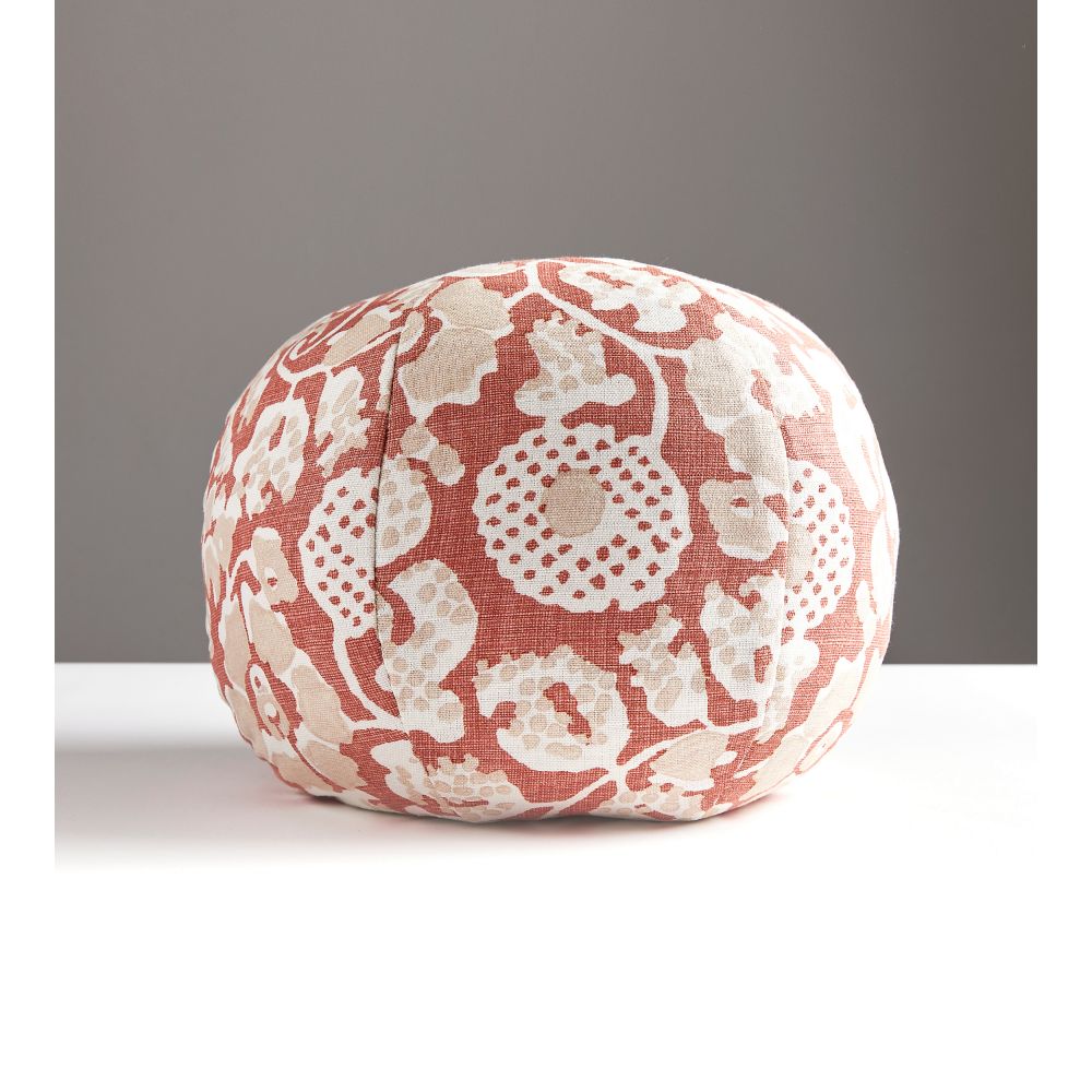 Scalamandre GW 0001SMAIDFPIL Maiden Floral Sphere Pillow Pillow in Terracotta