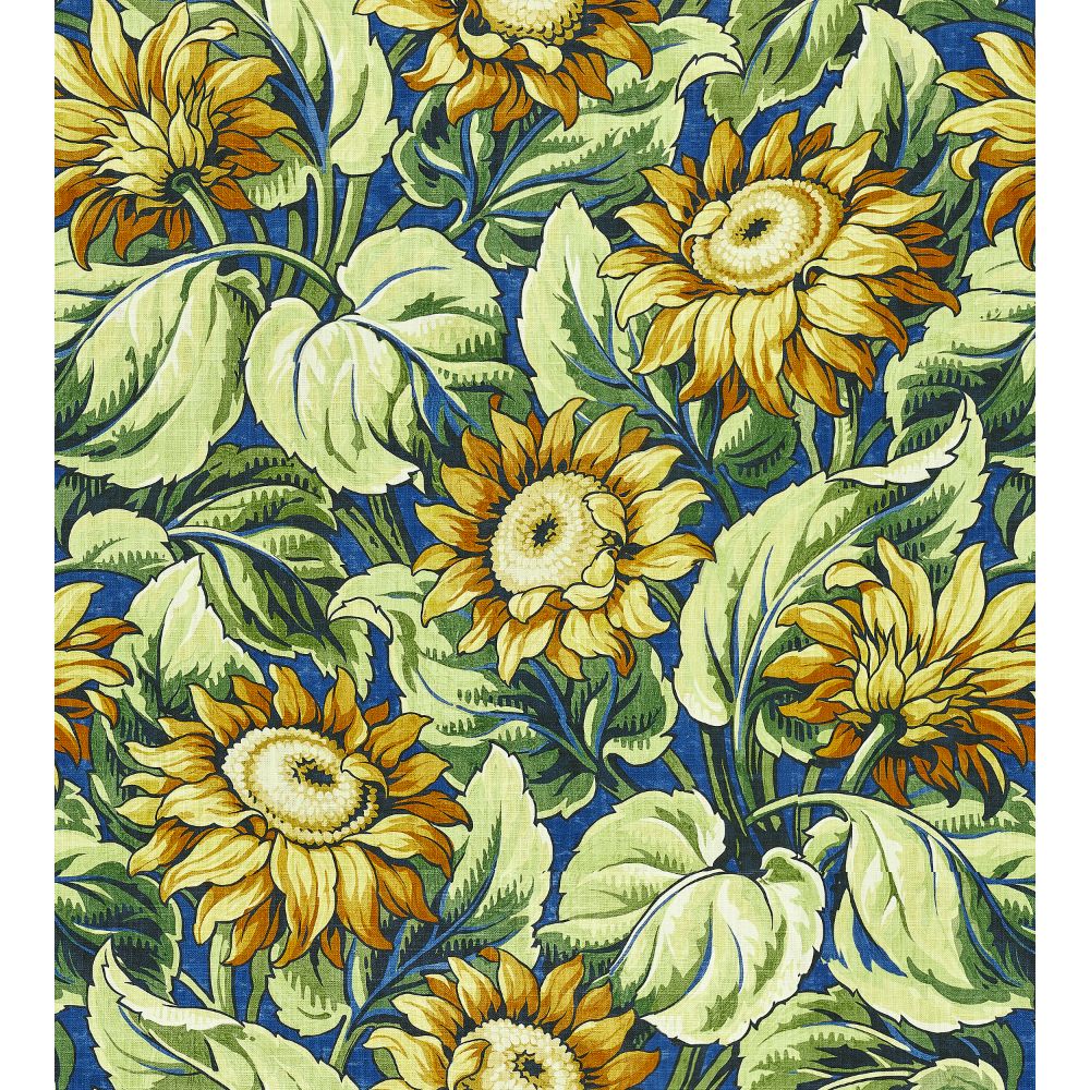Scalamandre GW 000216631 Sunflower Print Fabric in Cobalt