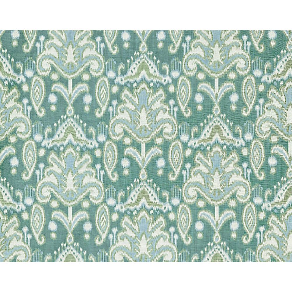 Scalamandre GW 000327210 Breeze Kandira Ikat Fabric in Turquoise