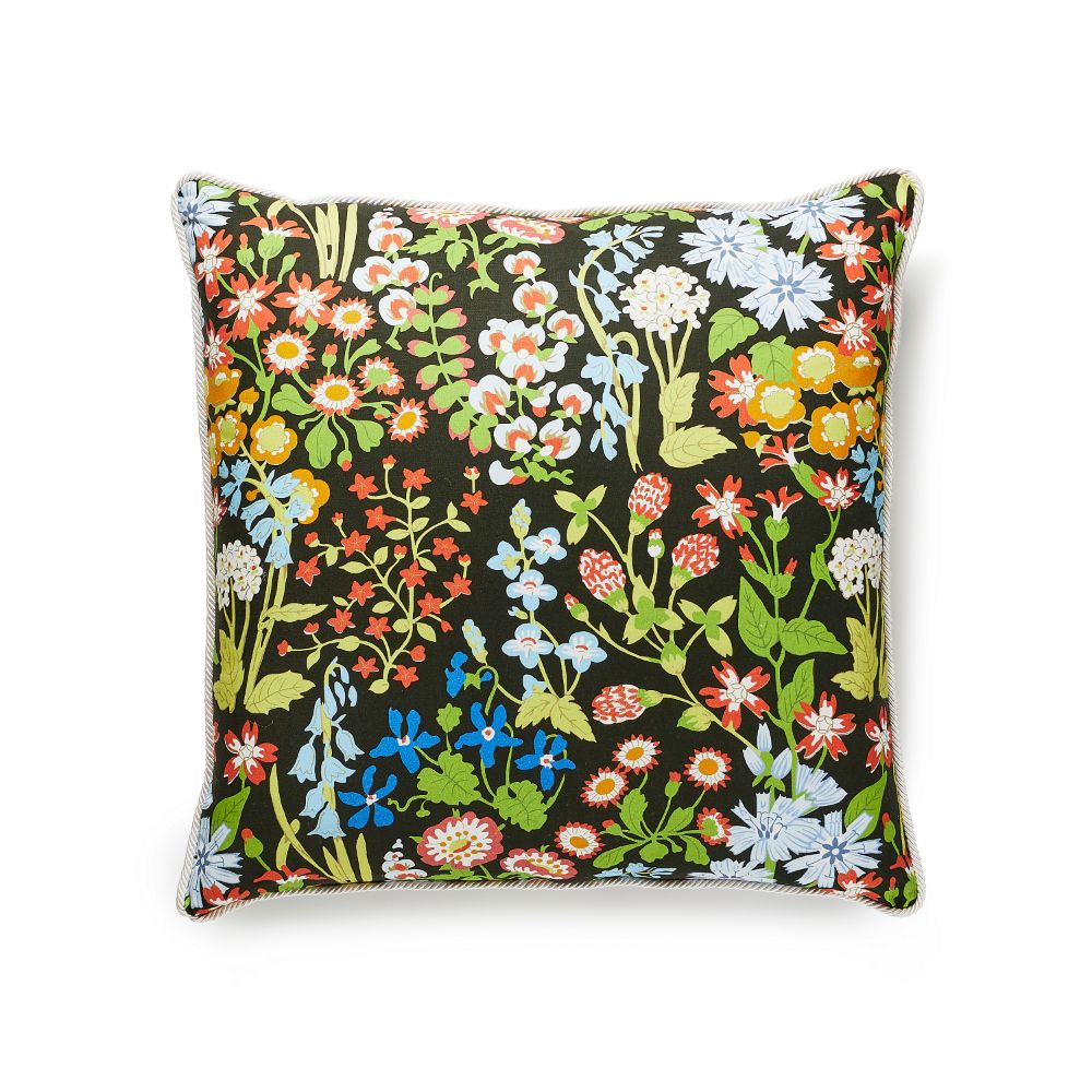 Scalamandre GW 0003NYMPHPILL Nymph Floral Pillow Pillow in Black Multi