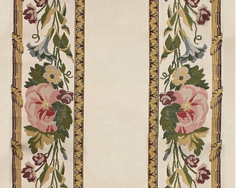 Scalamandre H0 00011676 Marly Bordure Fabric in Multi On Ivory