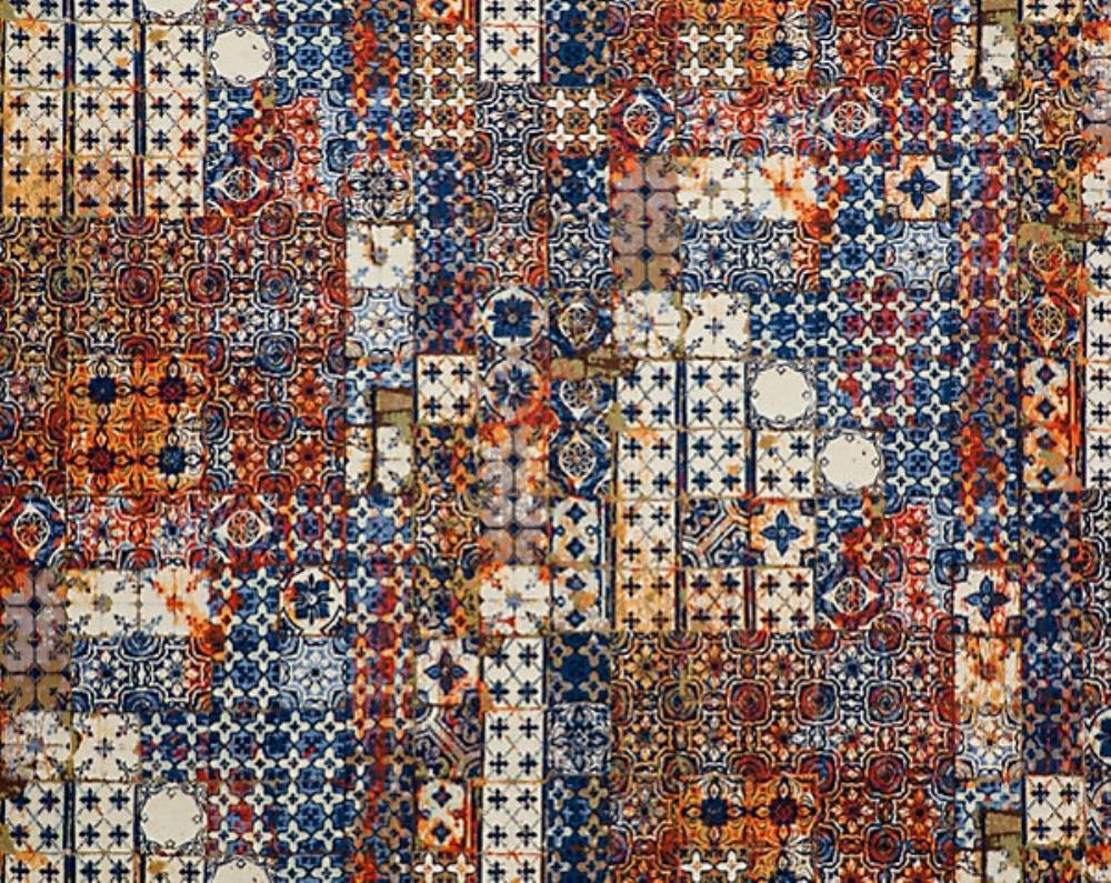 Scalamandre H0 00013463 Azulejos Tapestry Fabric in Mandarine