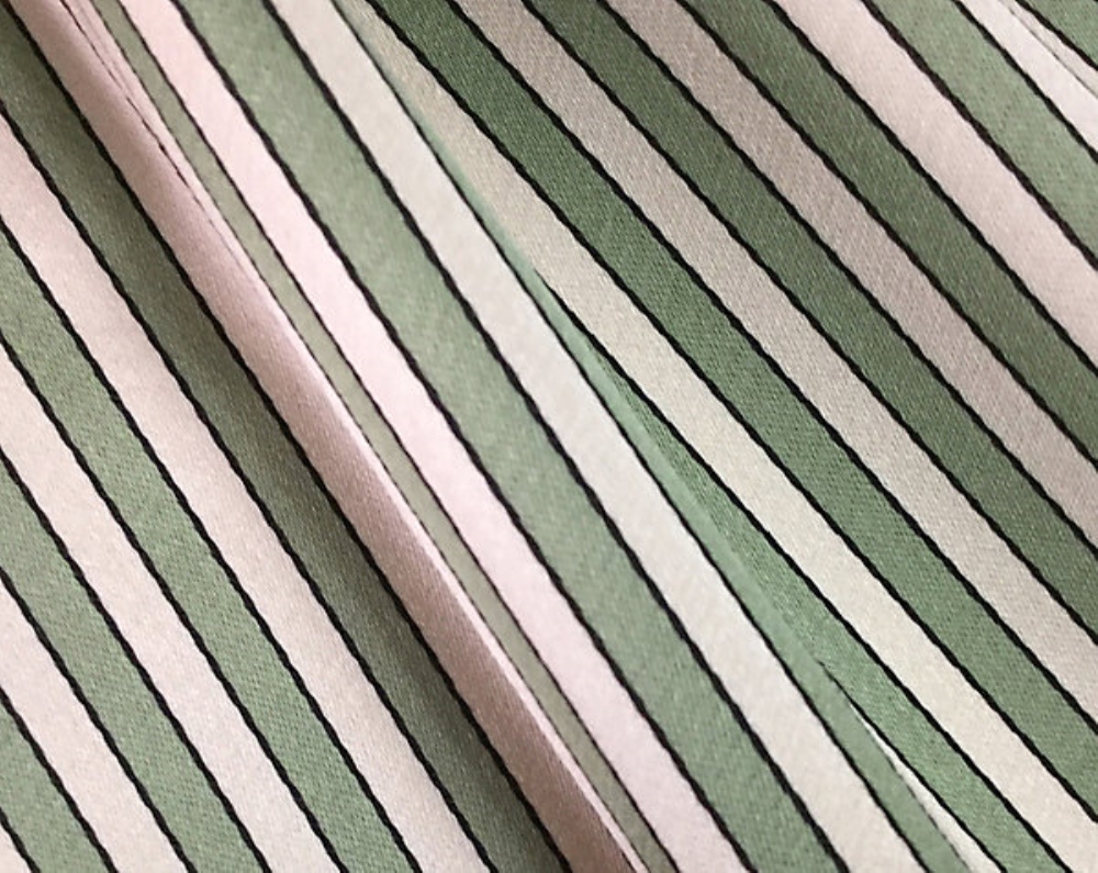 Scalamandre H0 00024164 Milleraies Satin Fabric in Green & Creme
