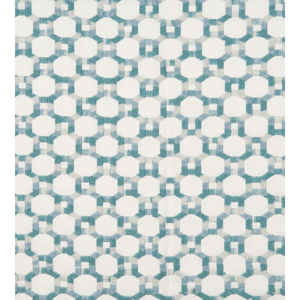 Scalamandre HN 000642014 Island Trellis Fabric in Aqua