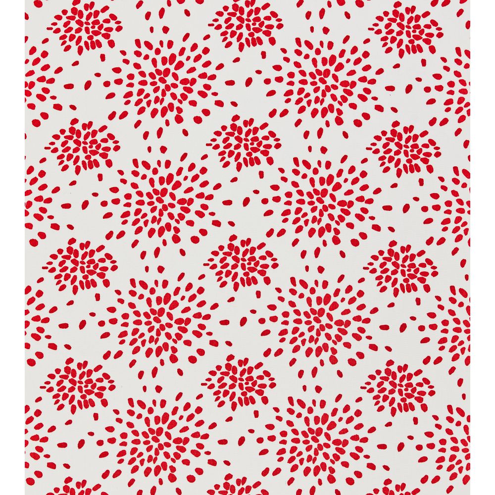 Scalamandre HN 000RF1020 Fireworks Cotton Print Fabric in Red On White