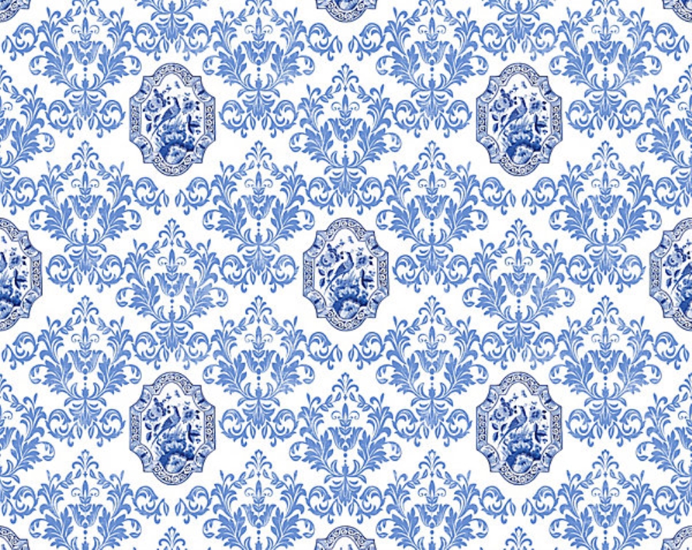 Scalamandre N4 0001PORC Porceleyne Fabric in Blue