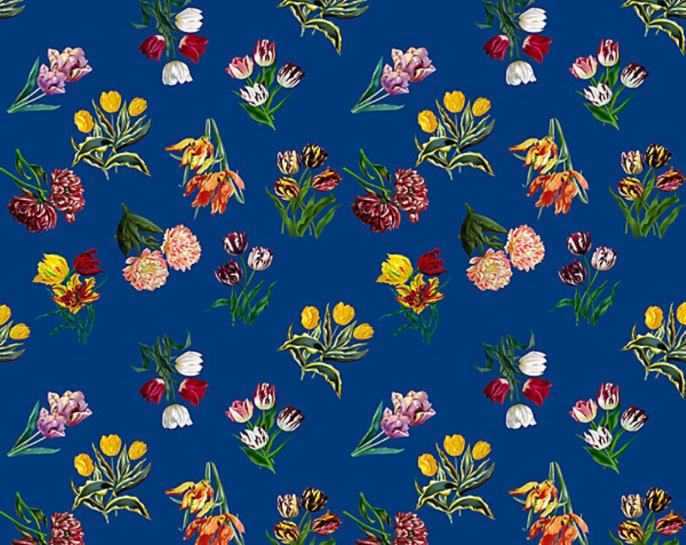 Scalamandre N4 0002ETUD Etudes De Fleurs Fabric in Blue