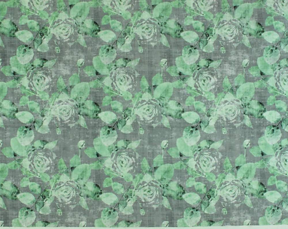 Scalamandre N4 0003ROSE Rose Trellis Fabric in Charcoal Green