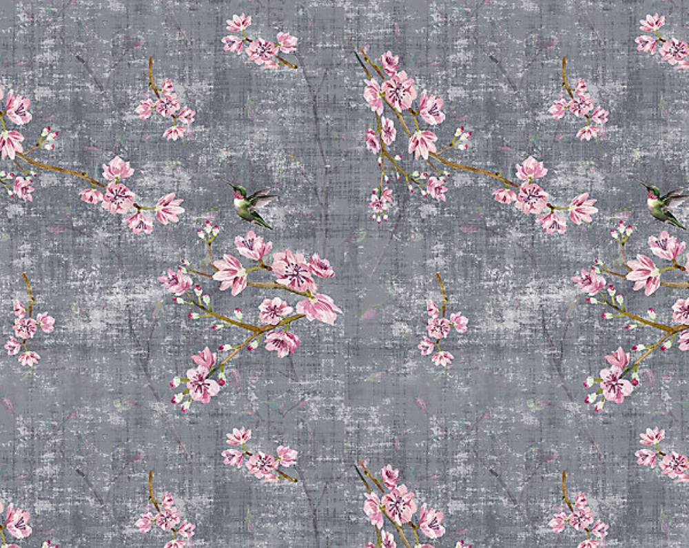 Scalamandre N4 1039BL10 Blossom Fantasia - Sheer Fabric in Charcoal