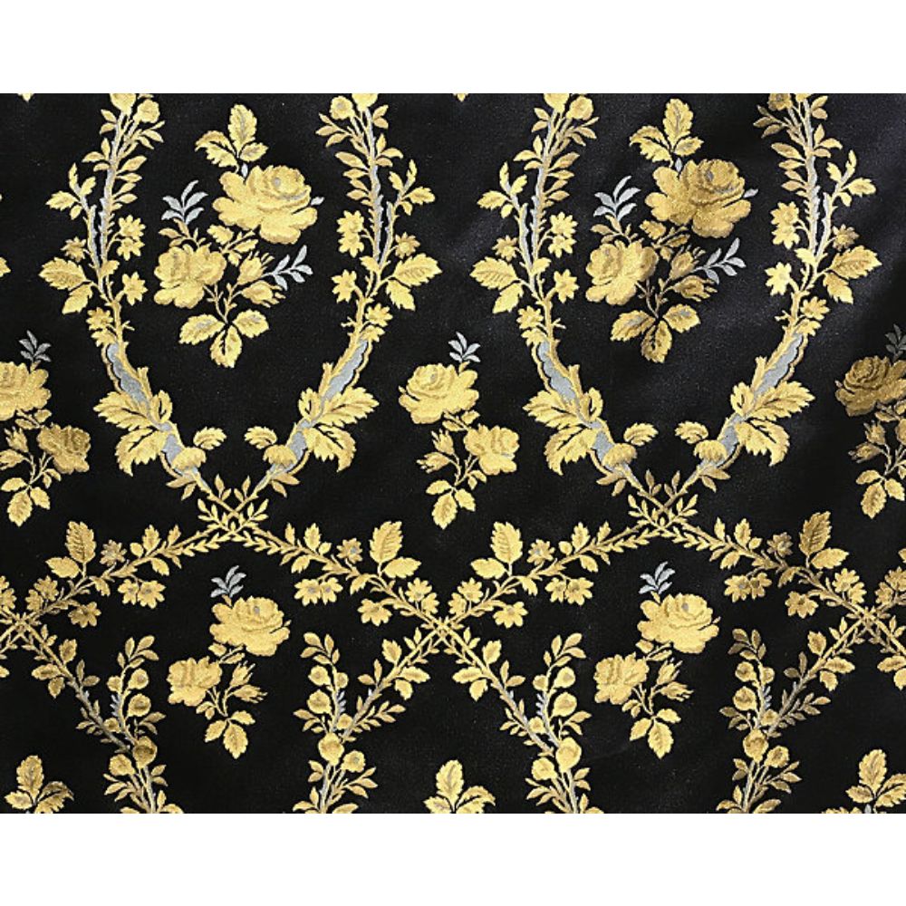 Scalamandre SB 00017801 Classics Lampas Torcello Fabric in Gold On Black