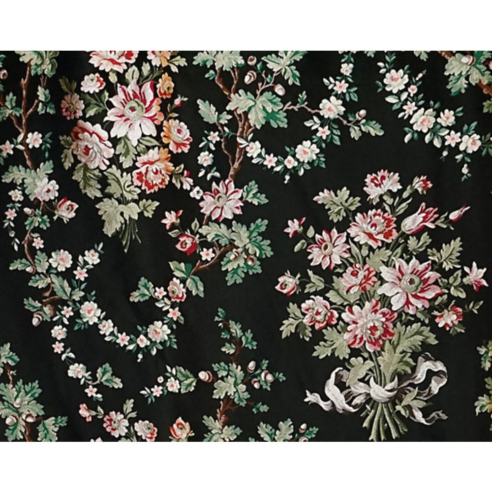 Scalamandre SB 00142866 Classics La Belle Jardiniere Fabric in Black Cerise