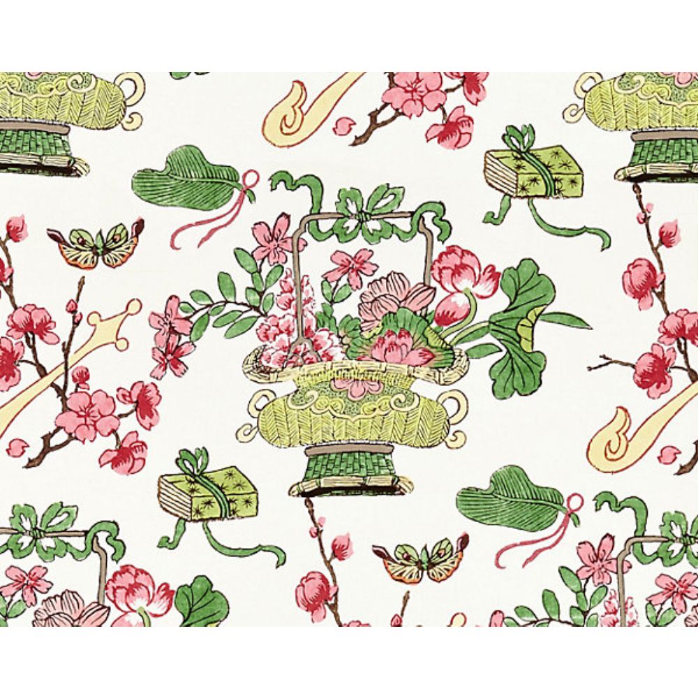 Scalamandre SC 000116591 Merchante Shanghai Blossoms Fabric in Spring
