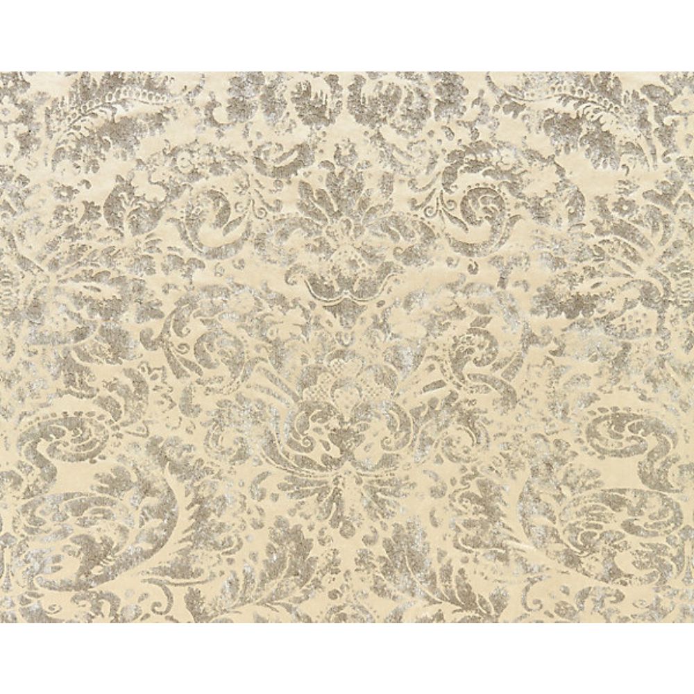 Scalamandre SC 000116592 Modern Luxury Palladio Velvet Damask Fabric in Antique Silver