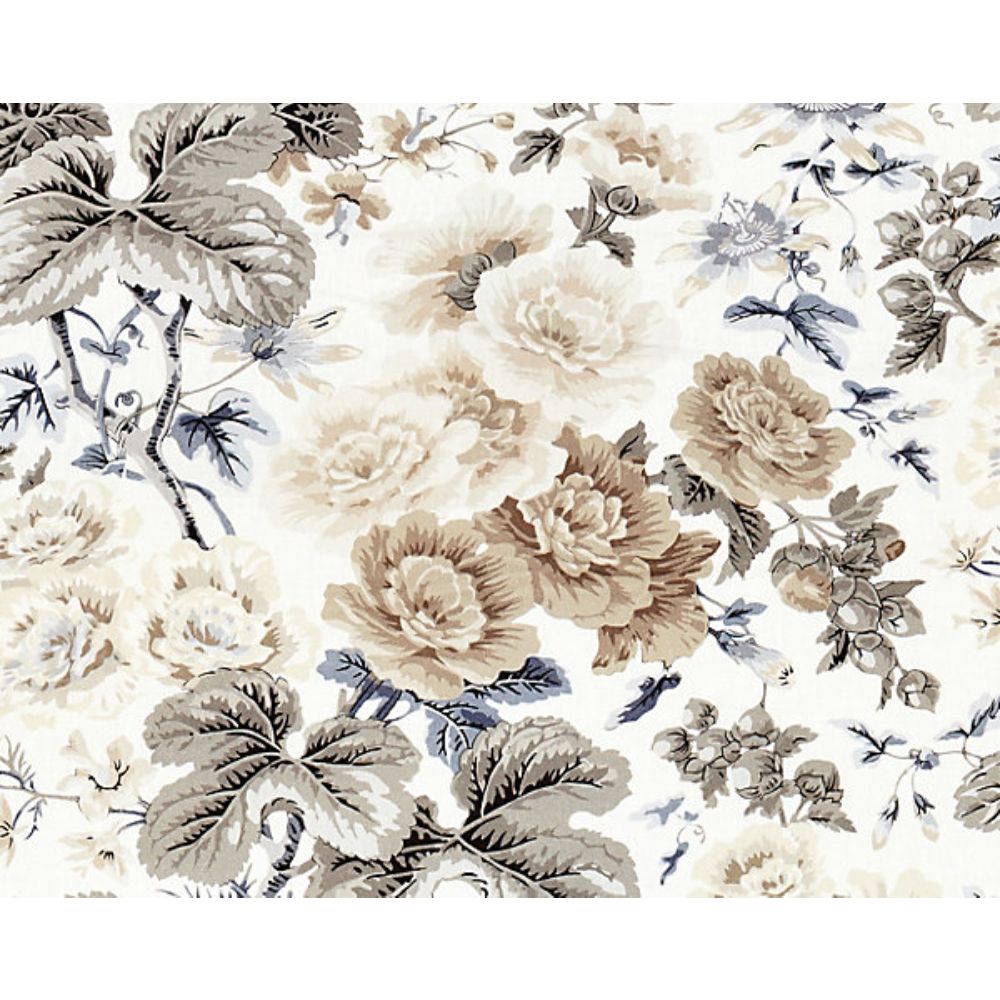 Scalamandre SC 000116595 Botanica Highgrove Linen Print Fabric in Winter Sky
