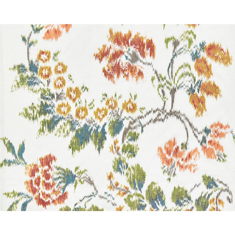Scalamandre SC 000116611 Chinois Chic Kew Gardens Warp Print Fabric in Multi On Ivory