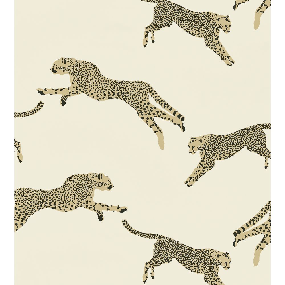 Scalamandre SC 000116634 Leaping Cheetah Cotton Print Fabric in Dune