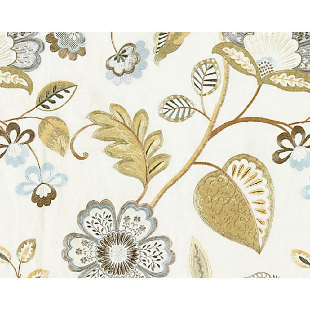 Scalamandre SC 000127071 Jardin Willowood Embroidery Fabric in Summer Sage