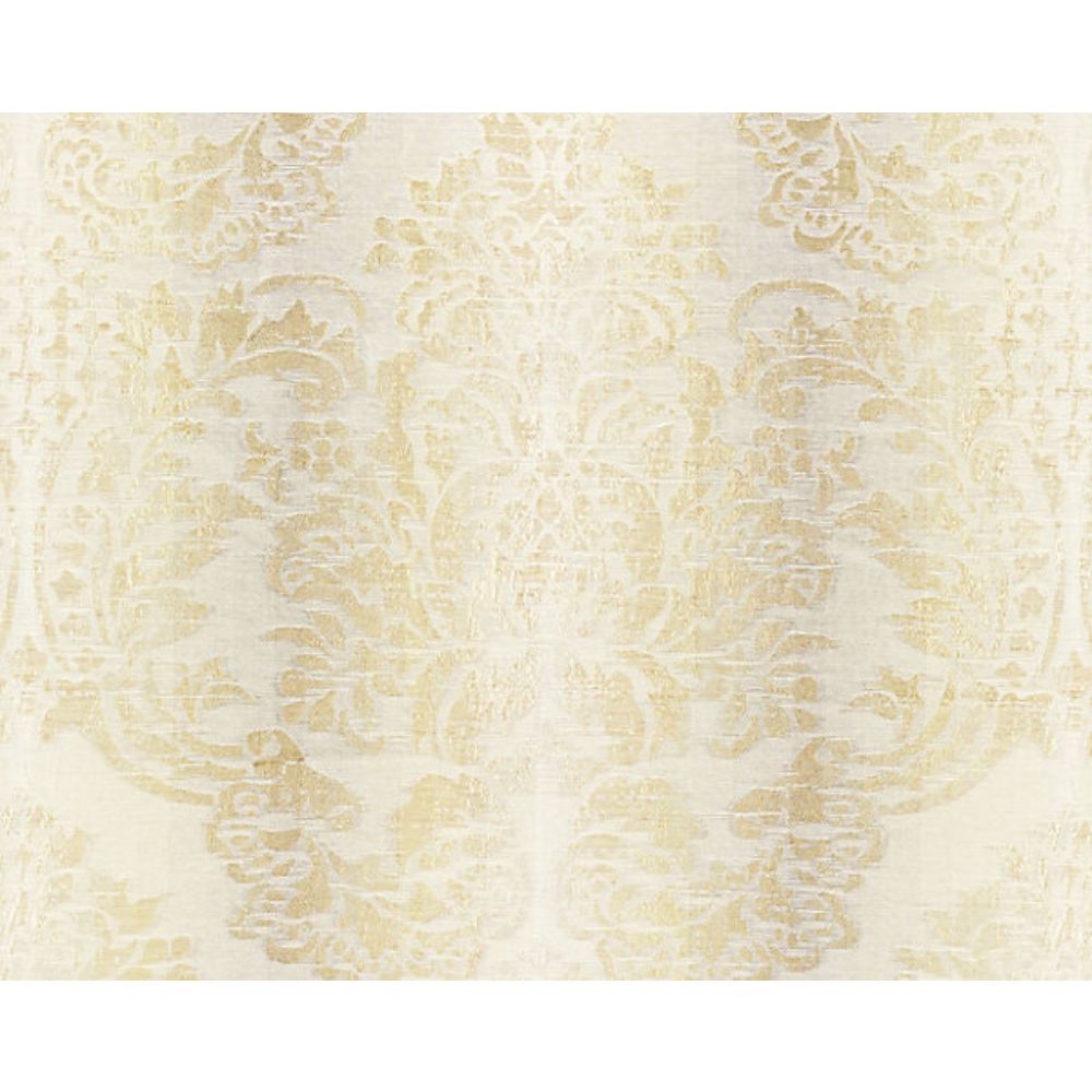 Scalamandre SC 000127093 Merchante Sorrento Linen Damask Fabric in Parchment
