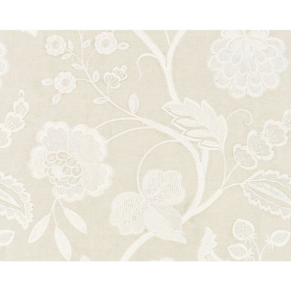 Scalamandre SC 000127151 Botanica Kensington Embroidery Fabric in Flax