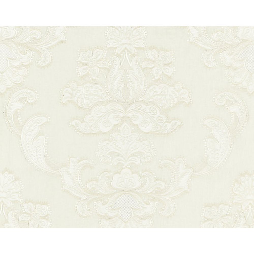Scalamandre SC 000127160 Norden Cornelia Damask Embroidery Fabric in Ivory
