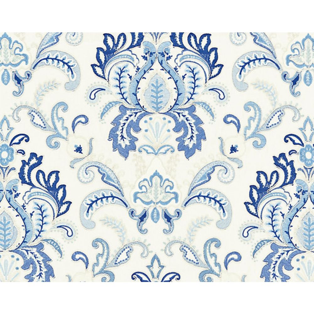 Scalamandre SC 000127164 Norden Ava Damask Embroidery Fabric in Porcelain