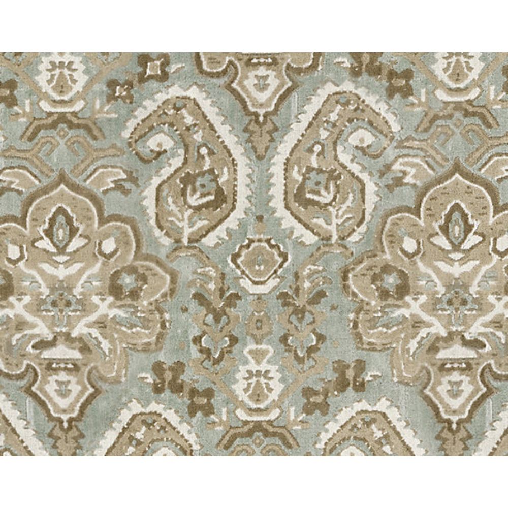 Scalamandre SC 000127171 La Boheme Oushak Linen Velvet Fabric in Aquamarine