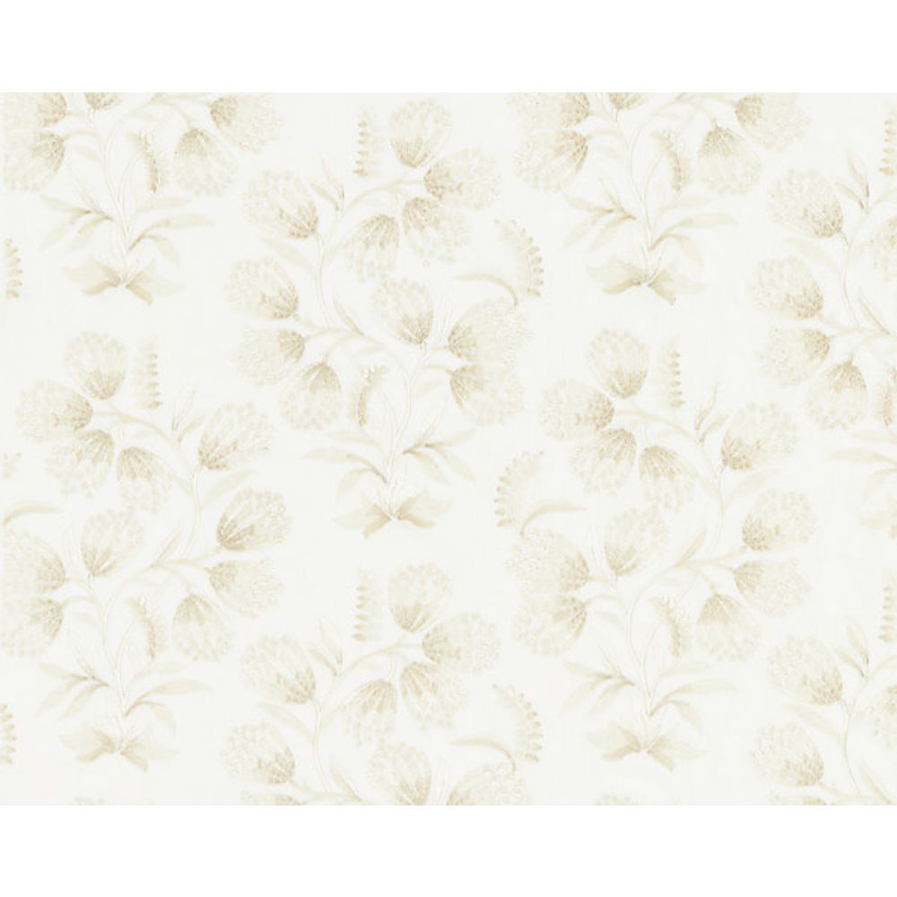 Scalamandre SC 000127233 Pacifica Hana Embroidery Fabric in Oat
