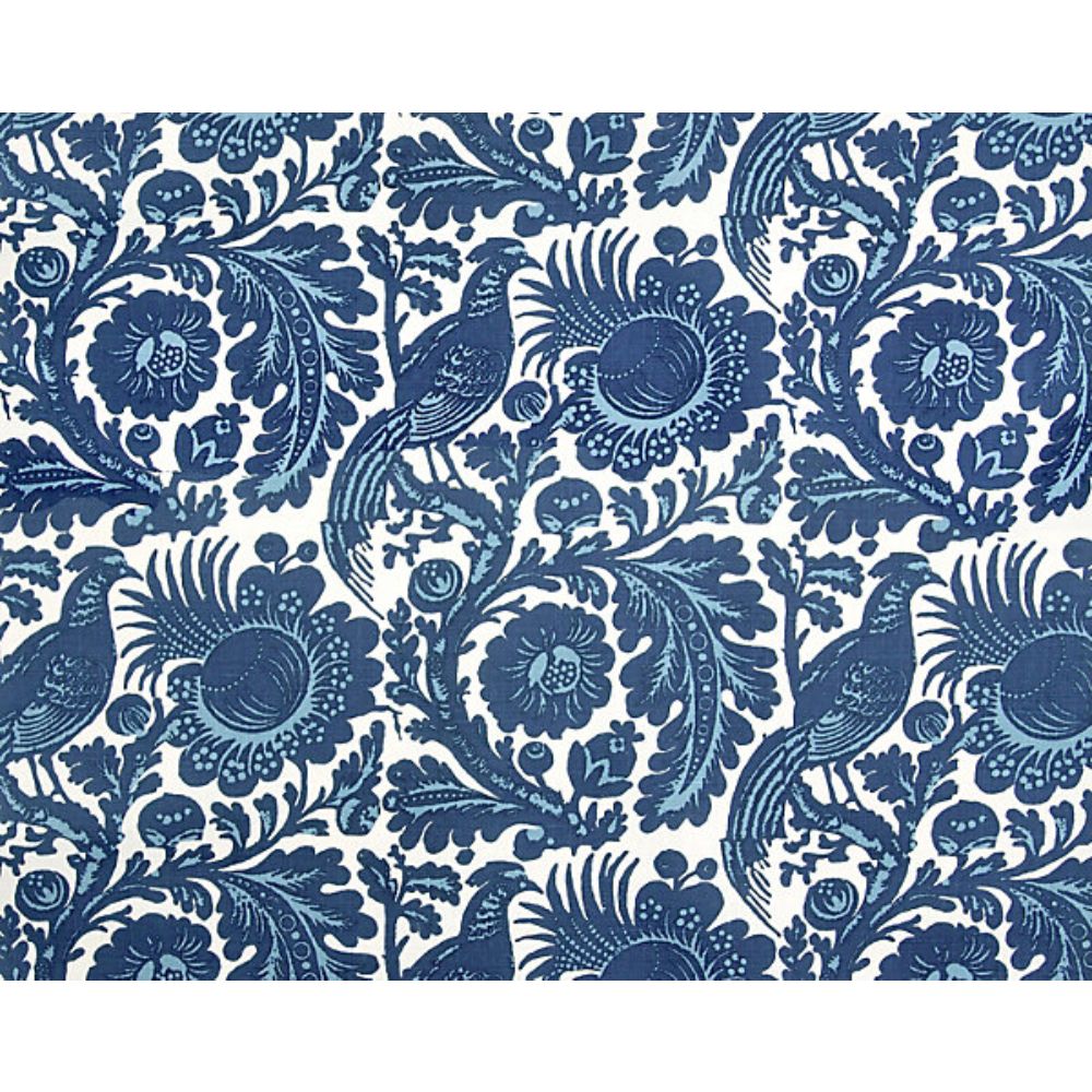 Scalamandre SC 000136389 Spoleto - Outdoor Fabric in Light & Dark Blue On White