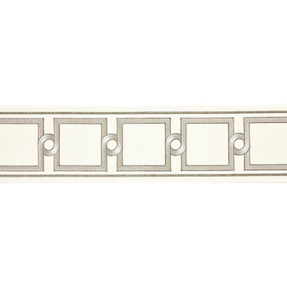 Scalamandre SC 0001T3287 Merchante Square Link Embroidered Tape Trimming in Platinum