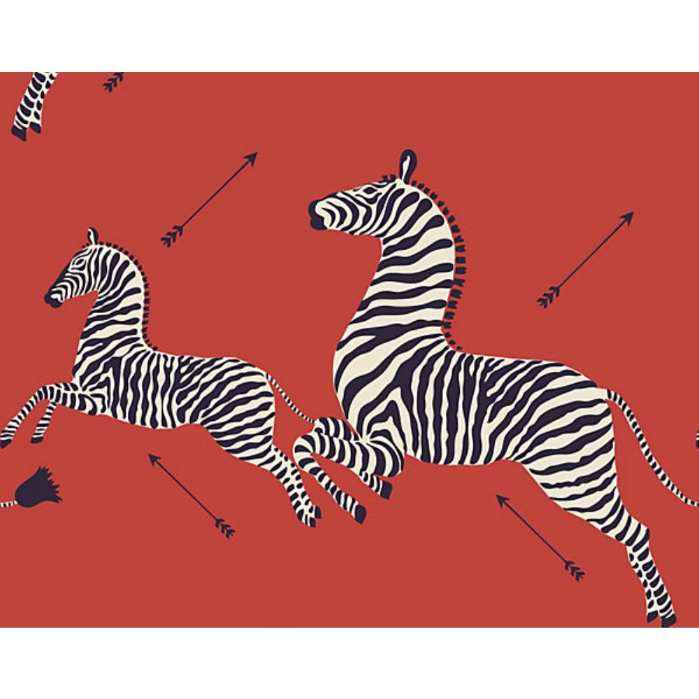 Scalamandre SC 0001WP81388MV Zebras Zebras - Vinyl Wallcovering in Masai Red