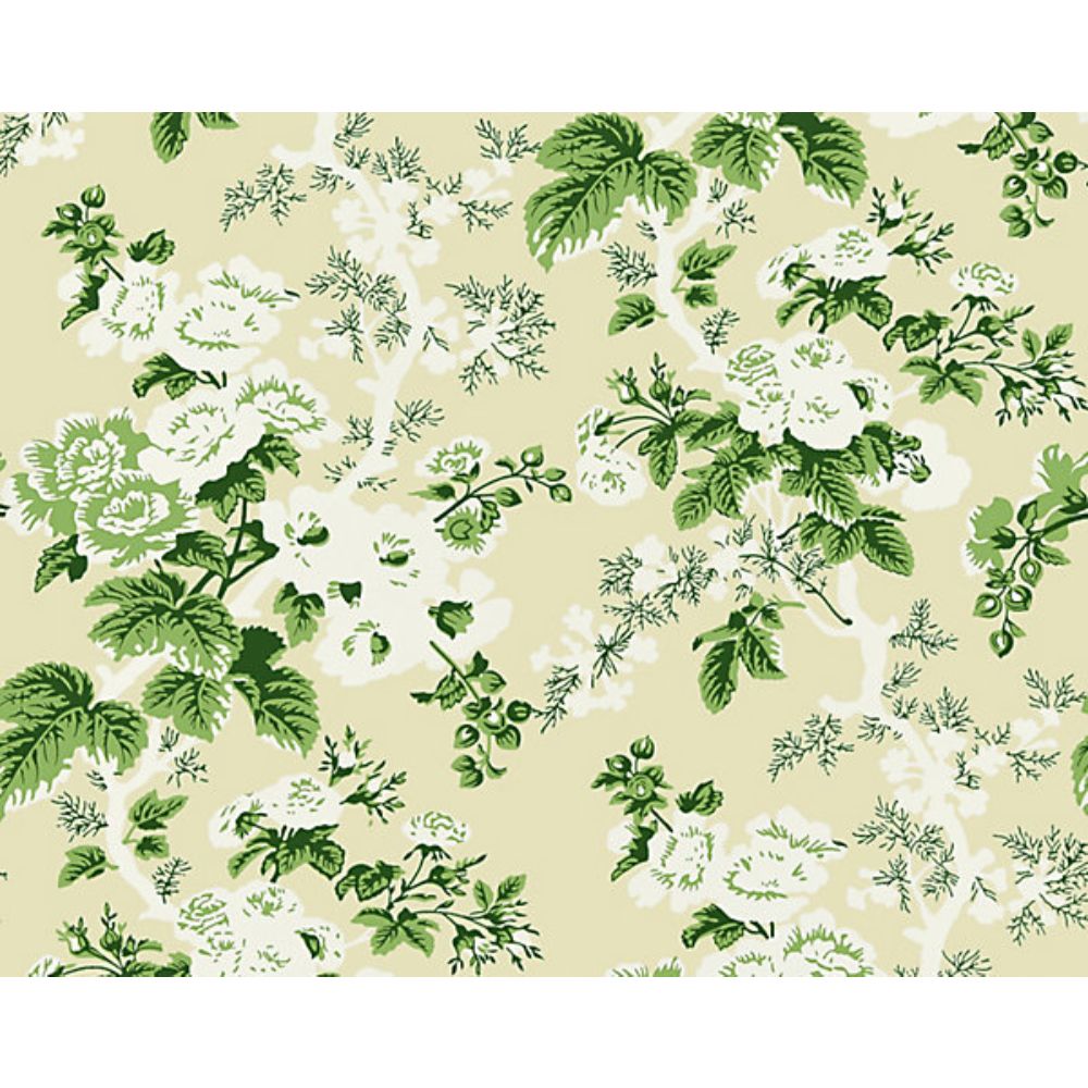 Scalamandre SC 0001WP88372 Botanica Ascot Floral Print Wallcovering in Verdure