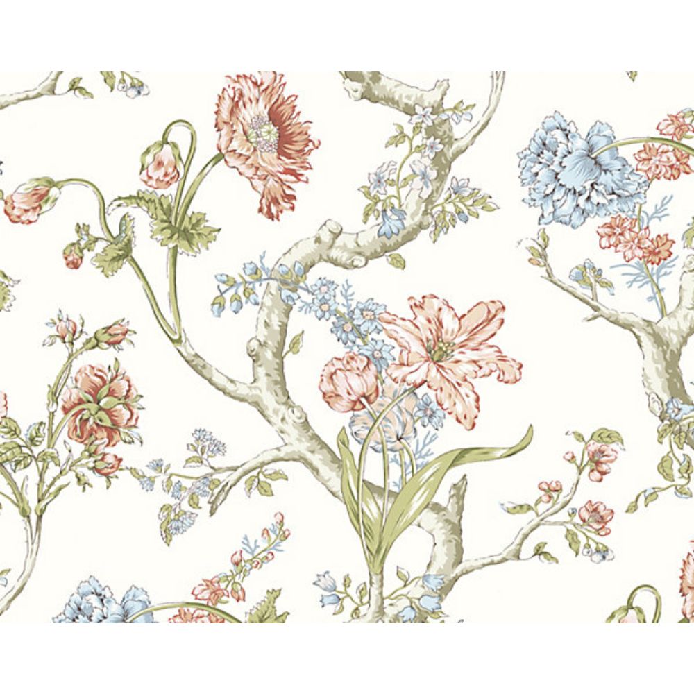 Scalamandre SC 0001WP88432 Arcadia Andrew Jackson Floral Wallcovering in Countryside