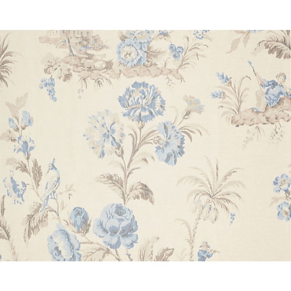 Scalamandre SC 000216585 Jardin Somerset Silk Warp Print Fabric in Porcelain
