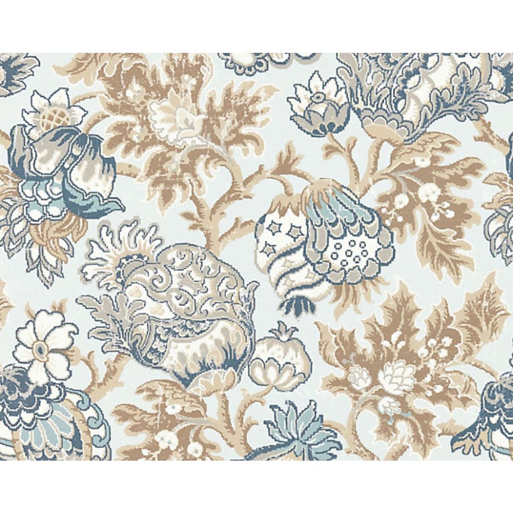 Scalamandre SC 000216593 Merchante Canterbury Linen Print Fabric in Sky