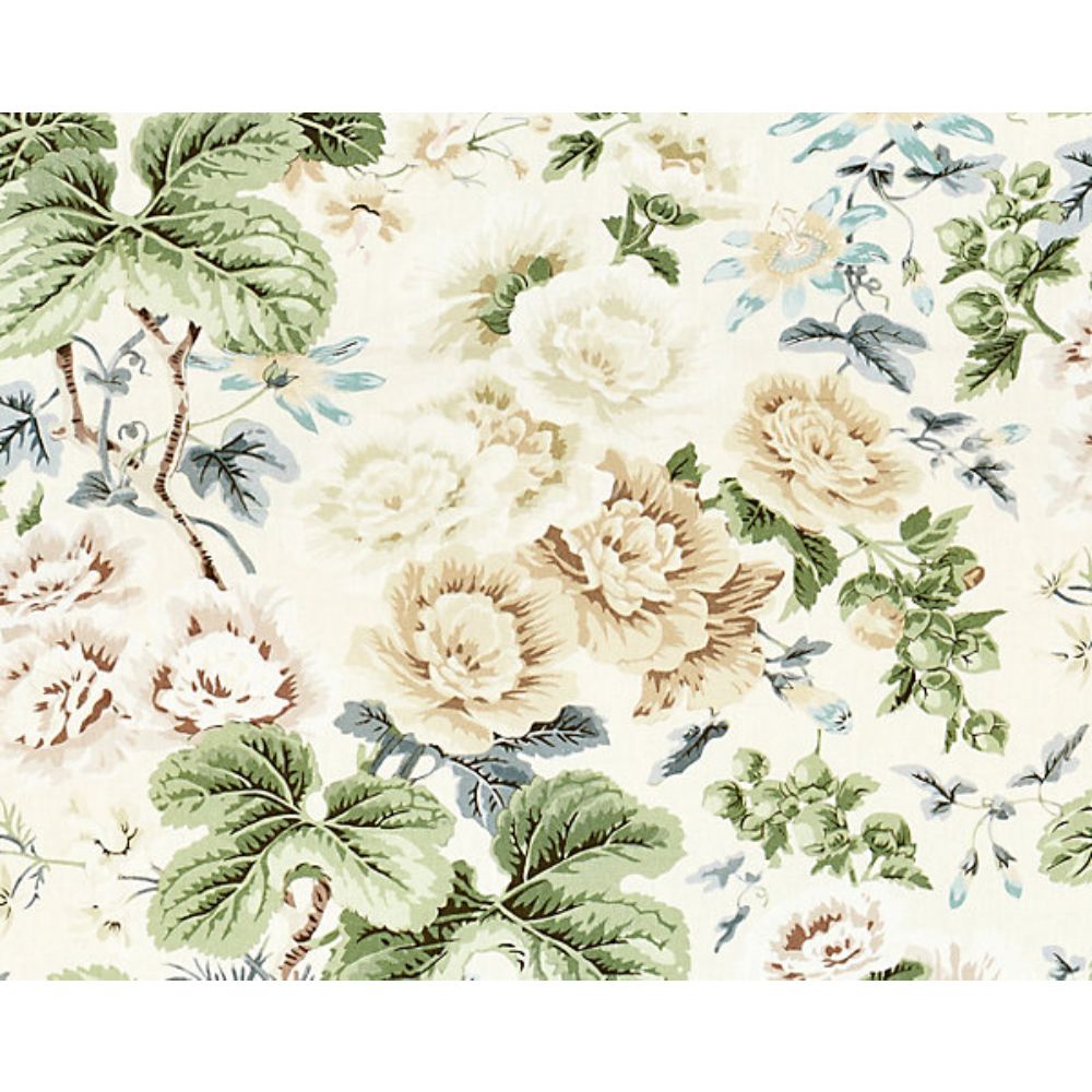 Scalamandre SC 000216595 Botanica Highgrove Linen Print Fabric in Rich Cream