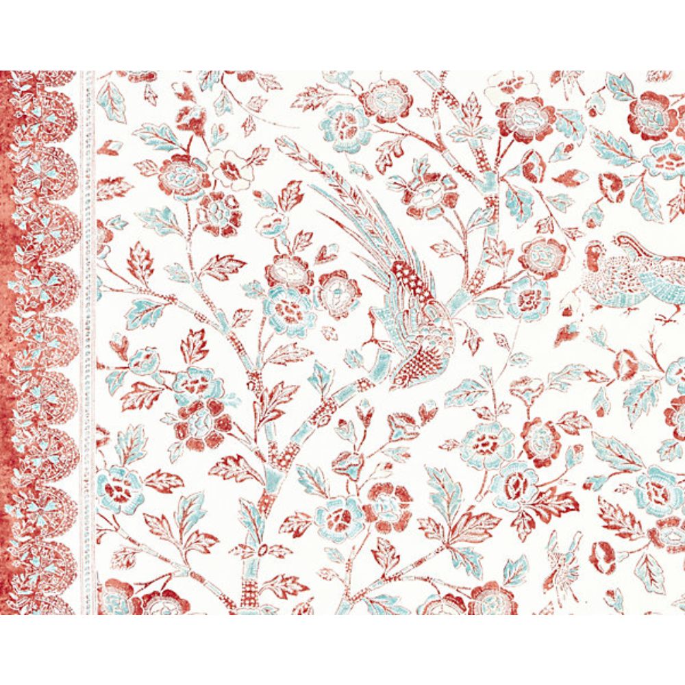 Scalamandre SC 000216625 Pacifica Anissa Print Fabric in Coral Spice
