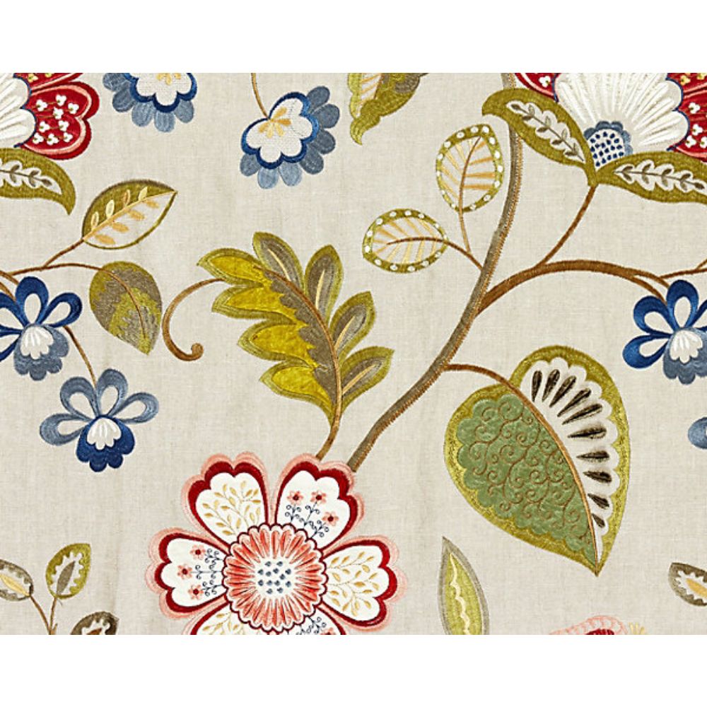 Scalamandre SC 000227071 Jardin Willowood Embroidery Fabric in Bloom