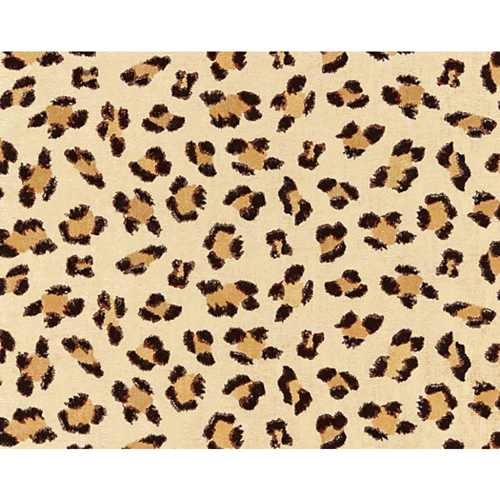 Scalamandre SC 000227075 Jardin Broderie Leopard Fabric in Chocolate On Sand